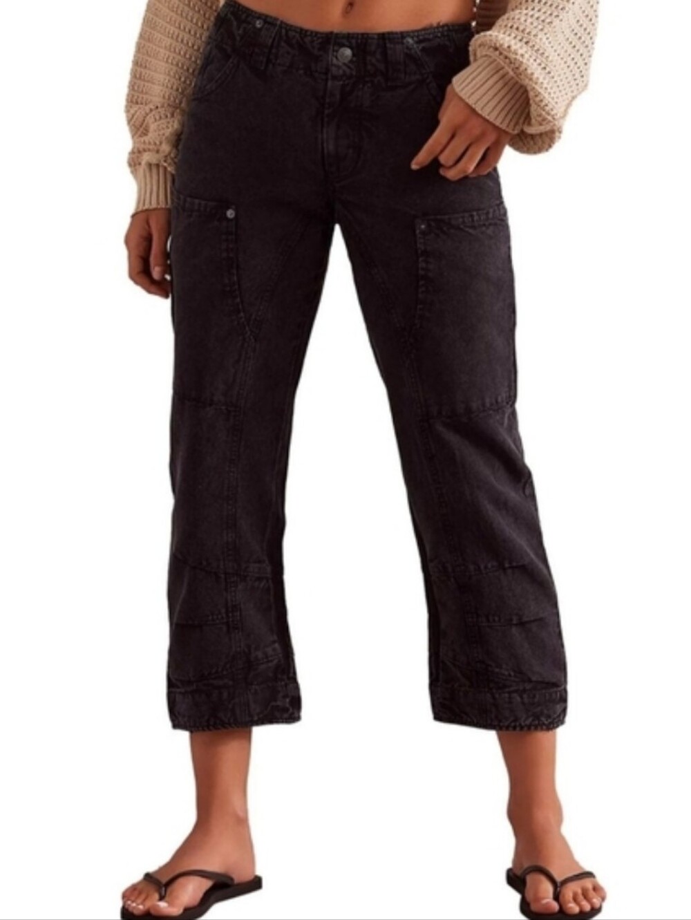 Free People Supersonic Slim Pants We The Free 8 Black Utility Crop Workwear
